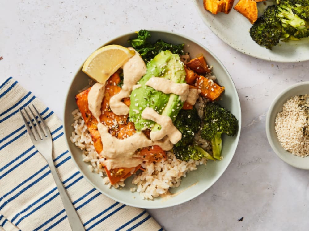 Power Salmon Bowl with LemonTahini Dressing Wild Alaskan Company