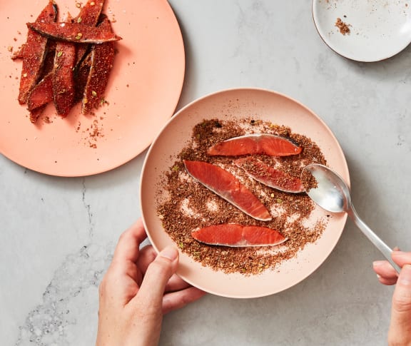 sockeye salmon strips prep