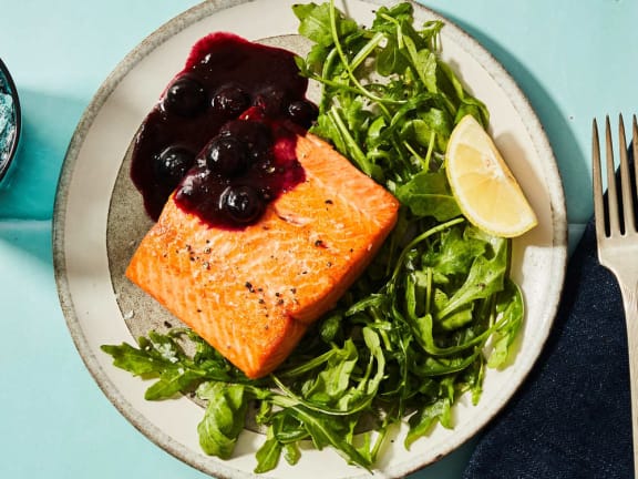 salmon with blueberries