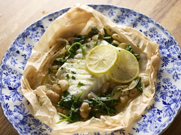 steamed halibut with spinach