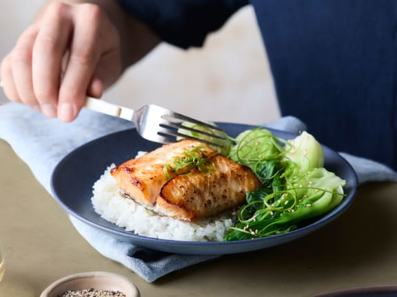 a plate of miso sablefish cooked from frozen