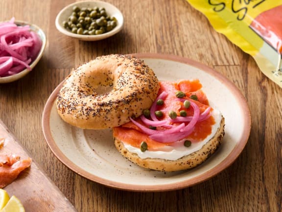 bagel and smoked sockeye salmon