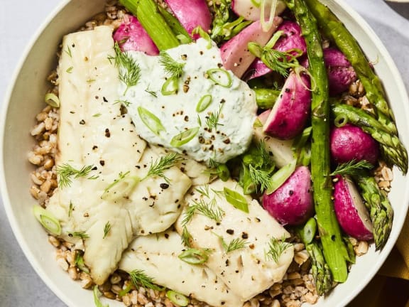 rockfish farro bowl