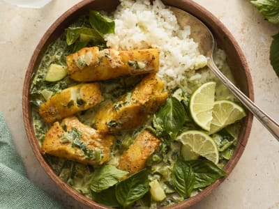 thai green curry with alaskan fish