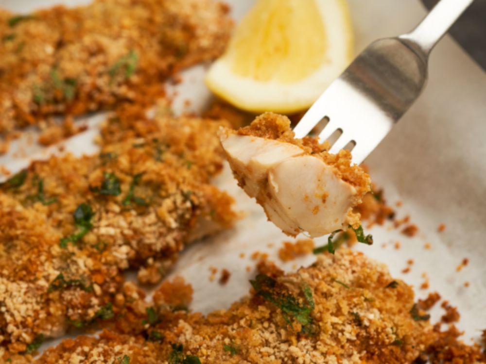Crispy Panko Breaded Fish with SunDried Tomato Pesto Wild Alaskan