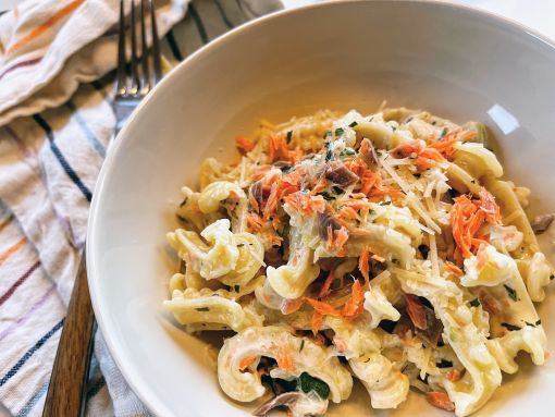 Pasta with Creamy Zucchini Hot Smoked Sockeye Sauce