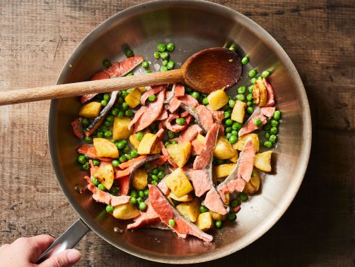 Veggie Skillet with Sockeye Salmon Strips