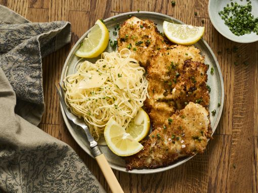 Sour Cream & Onion Breaded Fish With Lemon-Parmesan Pasta