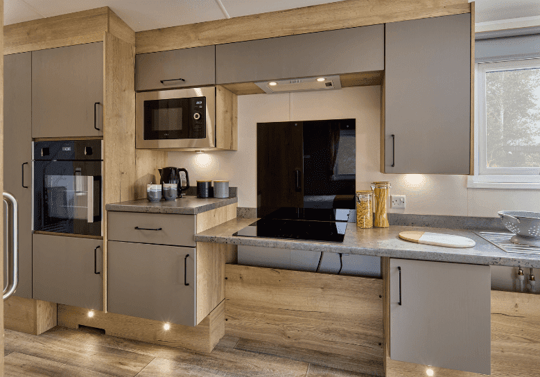 Willerby Rio Access holiday home kitchen with adapted surface heights 