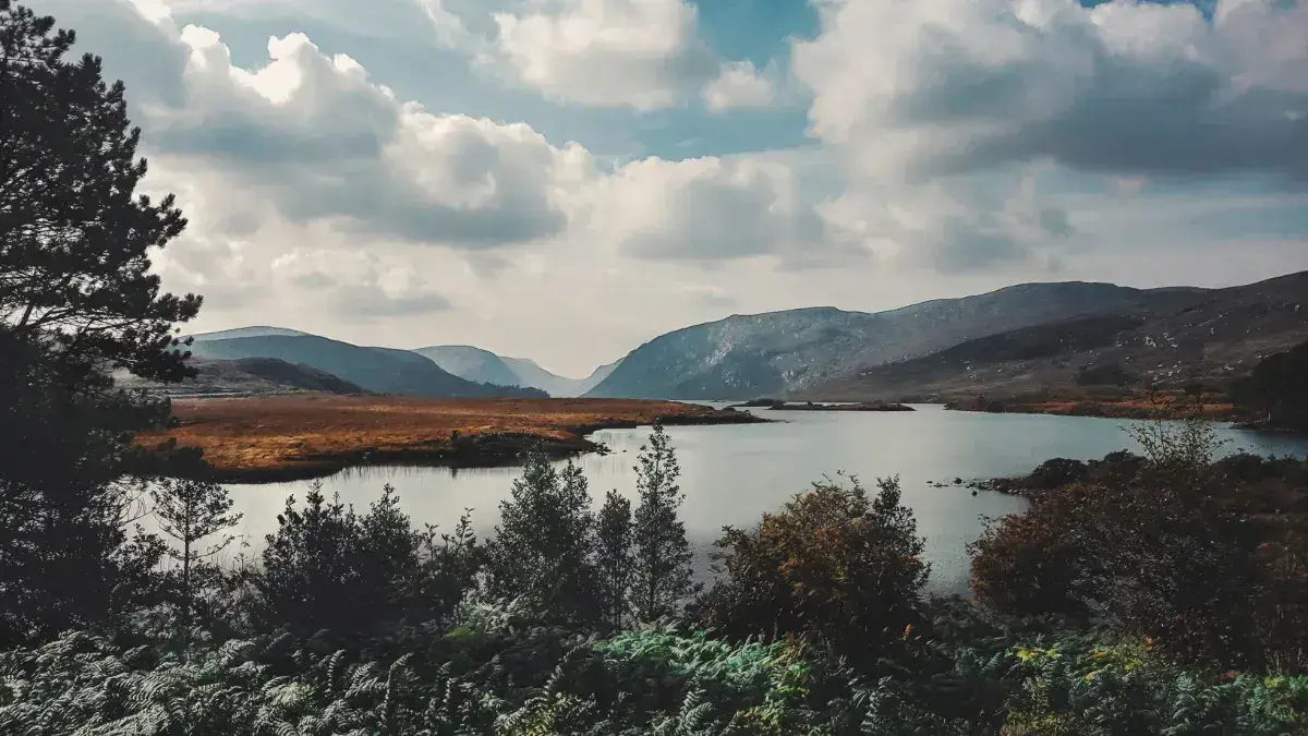 View over Lough Beagh to the Glenveagh Mountains. 