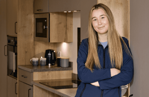 Product manager Emillie Ayre in the Willerby Rio Access holiday home