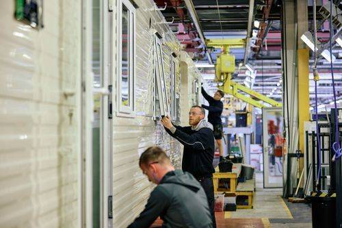 Willerby factory image. Staff hard at work building holiday homes.