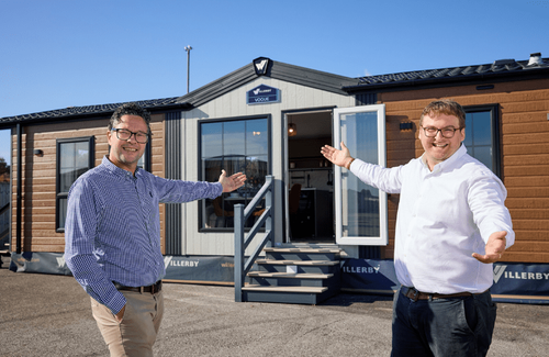Chief Commercial Officer Darren Black, left, and Senior Product Manager Josh Mills introduce the stylish new edition of Willerby’s flagship Vogue holiday home.