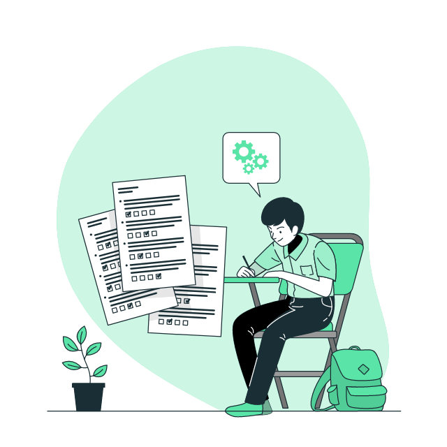 An animation of a Boy Preparing for his Exams.