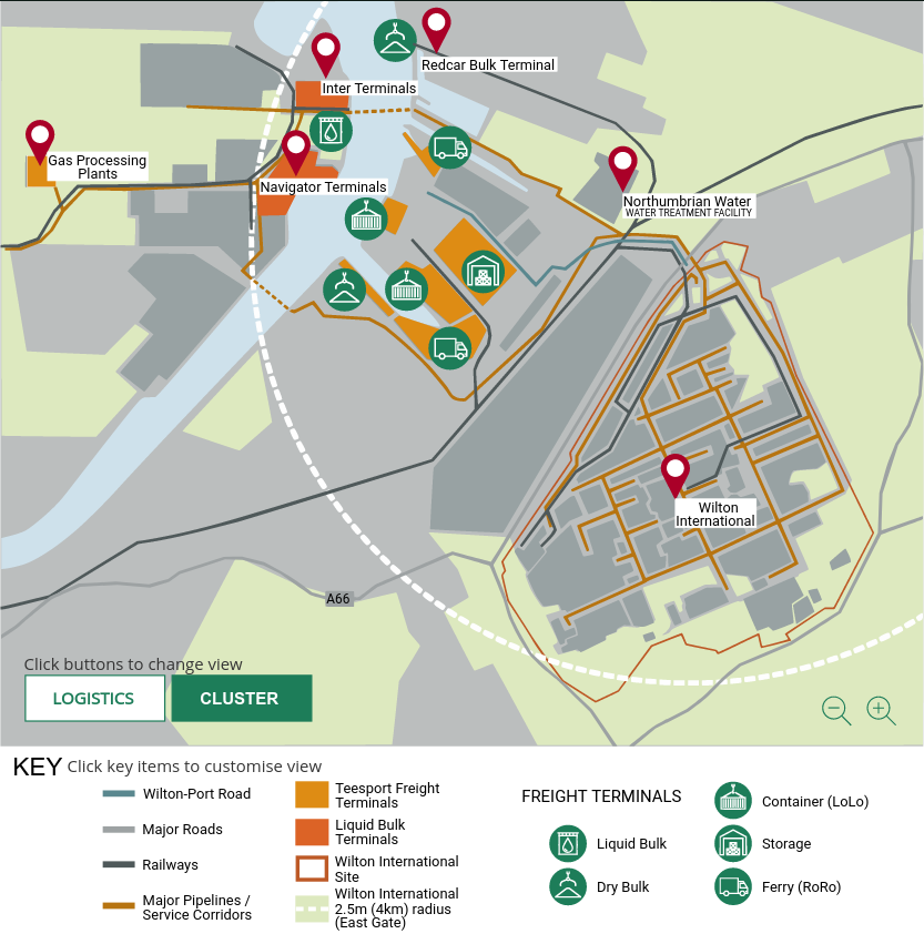 Wilton International Site Map Industrial Site Uk With Multimodal Freight Logistics - Port, Rail, Liquid  And Dry Bulk Terminals, Airport