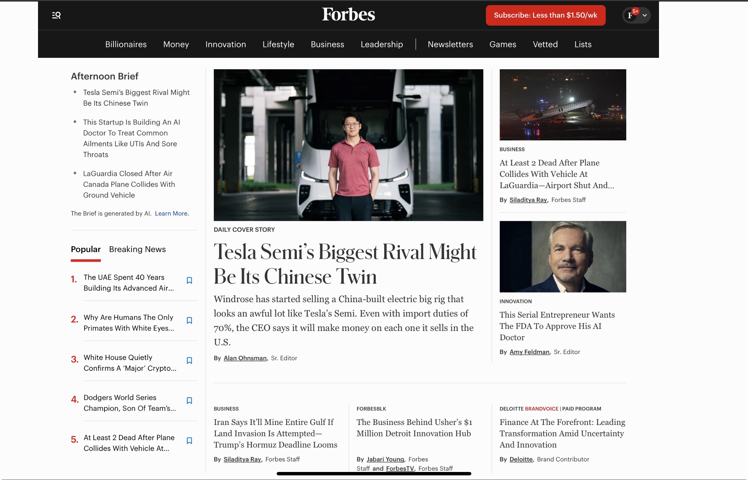 Forbes — Tesla Semi's Biggest Rival Might Be Its Chinese Twin