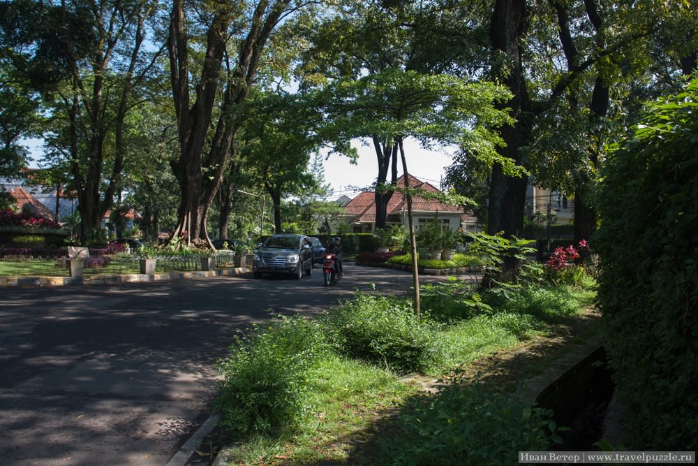Дороге и крайне зелёные кварталы города
