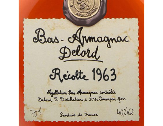 ARMAGNAC DELORD DELORD ARMAGNAC MILLÉSIME 1963 70 CL 1963