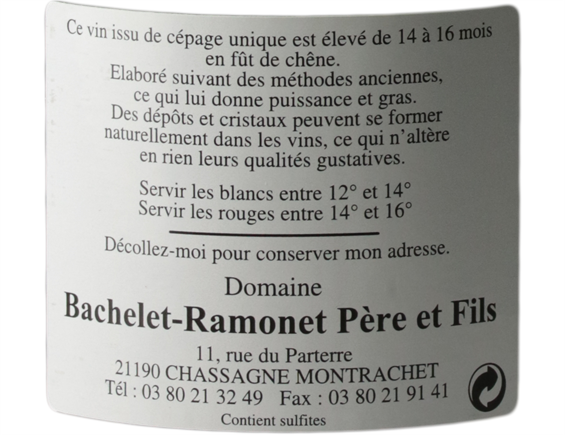 CHASSAGNE-MONTRACHET BLANC 2016 - DOMAINE BACHELET-RAMONET