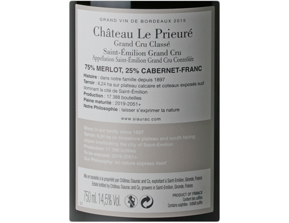 CHÂTEAU LE PRIEURÉ ROUGE 2015