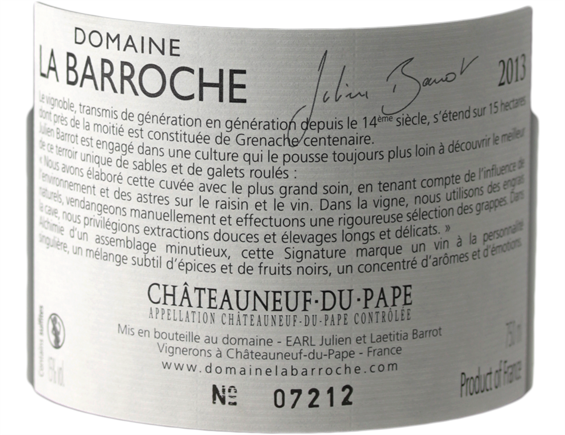 CHÂTEAUNEUF-DU-PAPE SIGNATURE ROUGE 2013 - DOMAINE LA BARROCHE