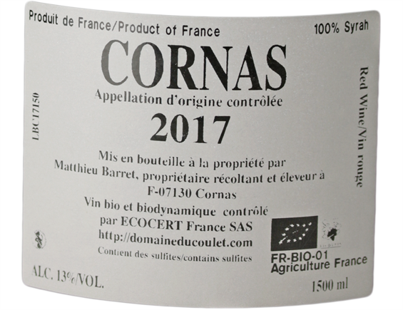 CORNAS BRISE CAILLOUX ROUGE 2017 - DOMAINE DU COULET