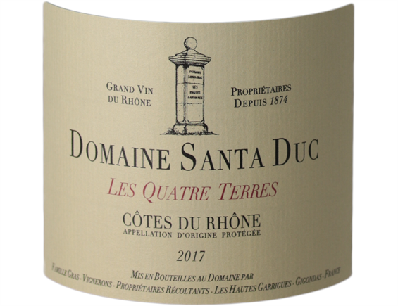 CÔTES DU RHÔNE LES QUATRE TERRES ROUGE 2017 - DOMAINE DE SANTA DUC