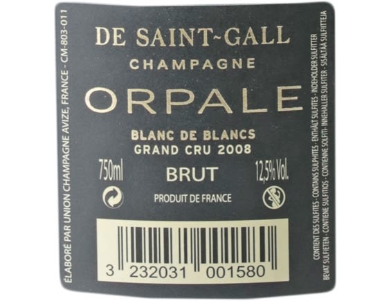 DE SAINT-GALL BLANC DE BLANCS CUVEE ORPALE CHAMPAGNE GRAND CRU 2008