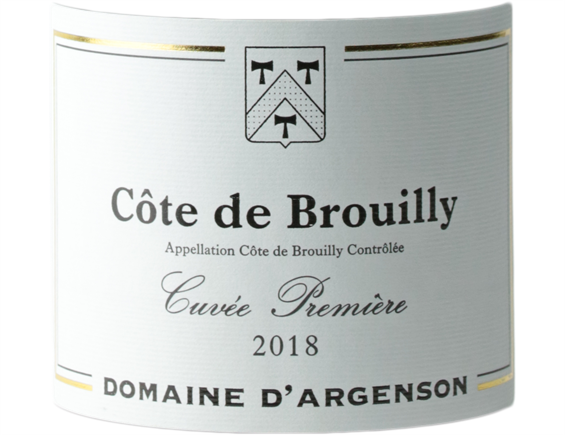 DOMAINE D'ARGENSON COTE DE BROUILLY CUVEE PREMIERE ROUGE 2018