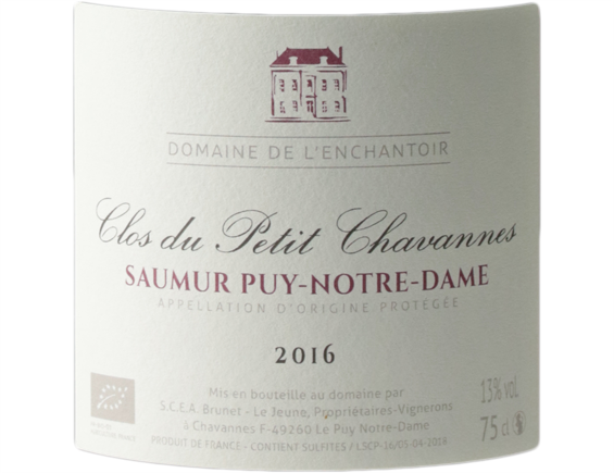 DOMAINE DE L'ENCHANTOIR CLOS DU PETIT CHAVANNES PUY-NOTRE-DAME ROUGE 2016