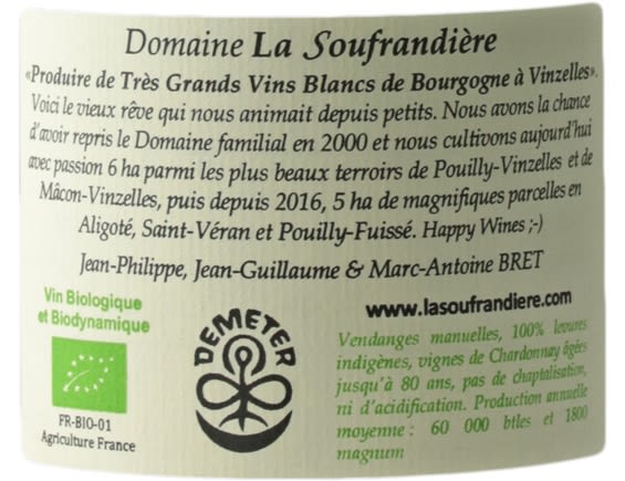 DOMAINE DE LA SOUFRANDIERE POUILLY-FUISSE EN CHATENAY BLANC 2016