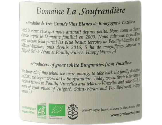 DOMAINE DE LA SOUFRANDIERE POUILLY-VINZELLES BLANC 2019