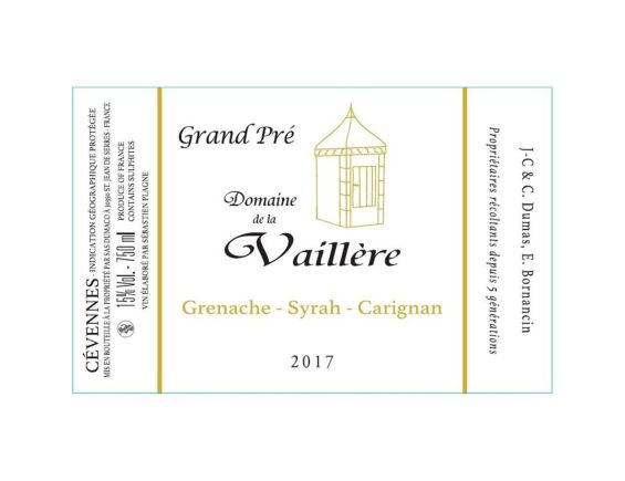 DOMAINE DE LA VAILLÈRE GRAND PRÉ IGP CÉVENNES ROUGE 2017