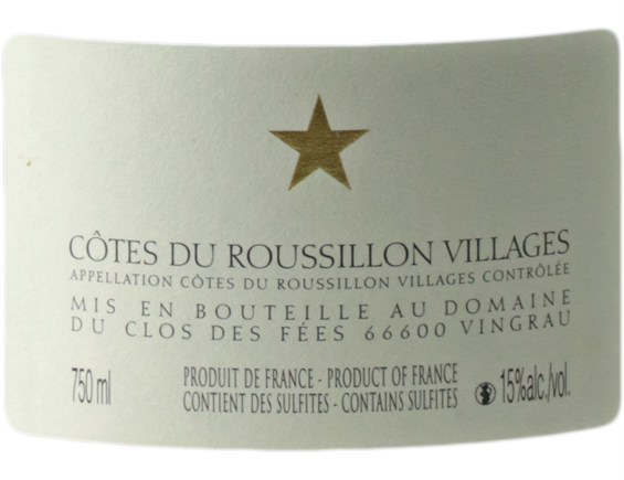 DOMAINE DU CLOS DES FEES COTES DU ROUSSILLON ROUGE 2012