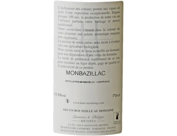 DOMAINE DU HAUT-MONTLONG MONBAZILLAC TRADITION BLANC 2019