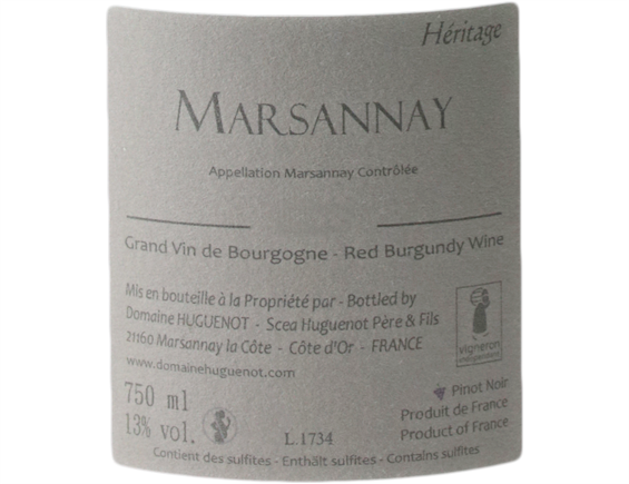 DOMAINE HUGUENOT MARSANNAY HERITAGE ROUGE 2018