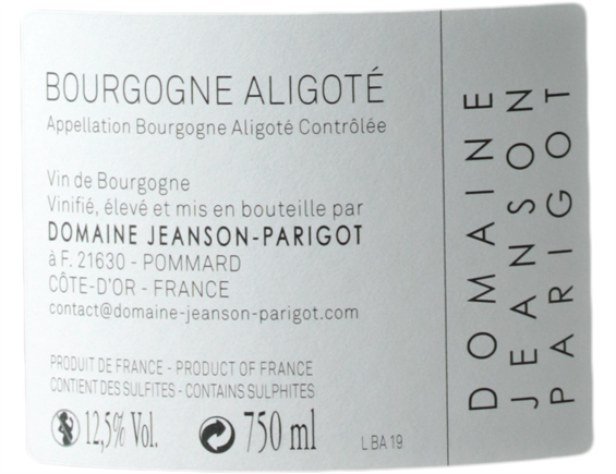 DOMAINE JEANSON PARIGOT BOURGOGNE ALIGOTE BLANC 2019