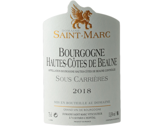 DOMAINE SAINT MARC SOUS CARRIERE BOURGOGNE HAUTES COTES DE BEAUNE BLANC 2018