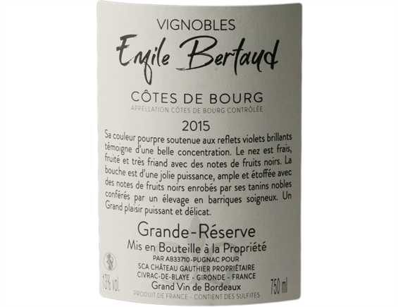 GRANDE RÉSERVE CAISSE BOIS ROUGE 2015 - VIGNOBLES ÉMILE BERTAUD