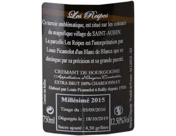 LOUIS PICAMELOT CREMANT DE BOURGOGNE LES REIPES CHARDONNAY EXTRA BRUT BLANC