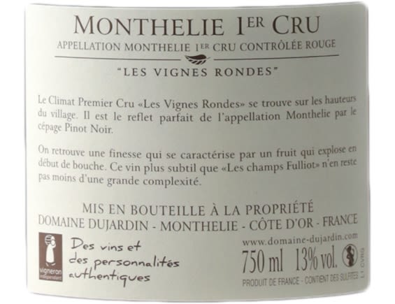 MAISON DUJARDIN MONTHELIE 1ER CRU LES VIGNES RONDES ROUGE 2018