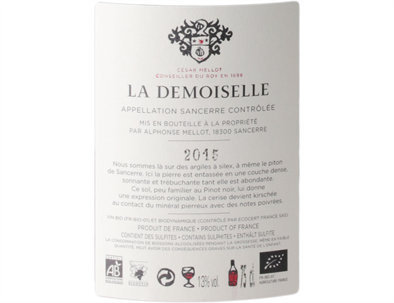 SANCERRE LA DEMOISELLE ROUGE 2015 - BIO - ALPHONSE MELLOT