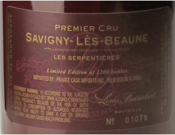 SAVIGNY-LÈS-BEAUNE 1ER CRU AUX SERPENTIÈRES ROUGE 2014 - LOUIS BAISINBERT