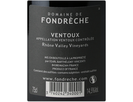 VENTOUX CUVÉE DOMAINE ROUGE 2018 - DOMAINE FONDRÈCHE