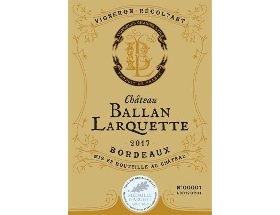 VIGNOBLES CHAIGNE ET FILS CHÂTEAU BALLAN-LARQUETTE BORDEAUX 2017