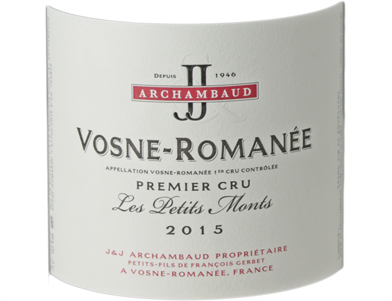 VOSNE-ROMANÉE 1ER CRU LES PETITS MONTS ROUGE 2015 - J&J ARCHAMBAUD