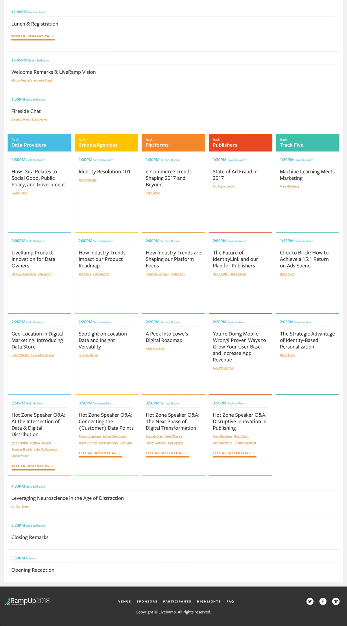 RampUp 2017 Agenda tracks