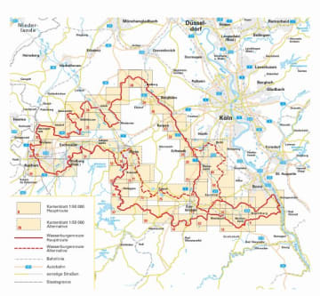 Radkarte, Fahrradkarte, Spiralo, Wasserburgen, Eifel, Kölner Bucht, Bonn, Euskirchen, Erftstadt, Kerpen, Bergheim, Niederzier, Jülich, Aldenhoven, Herzogenrath, Aachen, Stolberg, Eschweiler, Düren