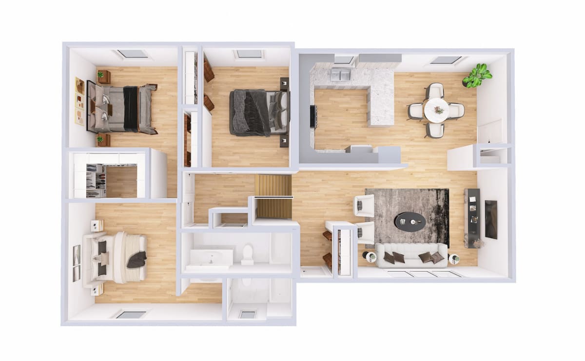 2430 Tri-Level Ranch 3d floor plan