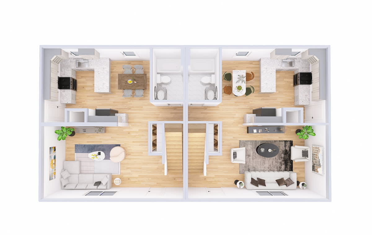 2620 Duplex main level 3D floor plan